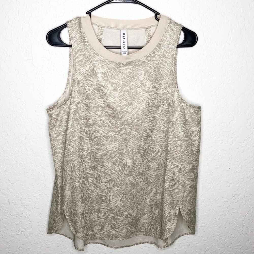Athleta gray cream snake print sleeveless top size Medium